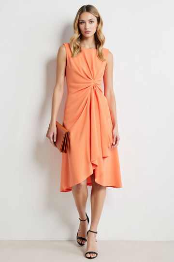 Robe de travail midi froncée orange